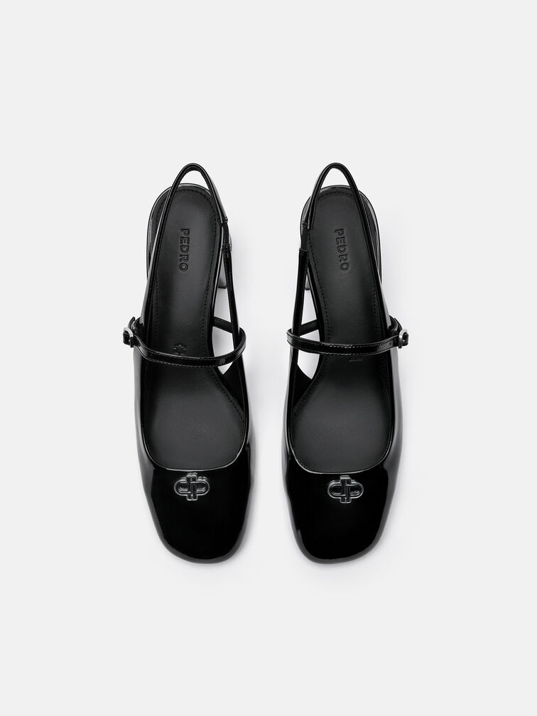 PEDRO Studio Patent Leather Slingback Pumps, Black