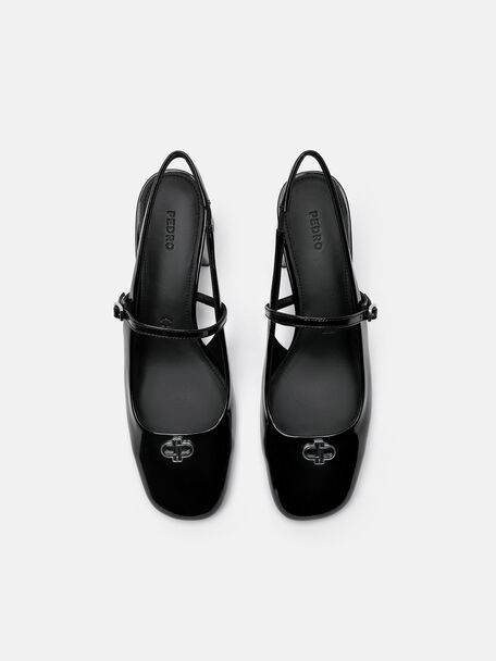 PEDRO Studio Patent Leather Slingback Pumps, Black