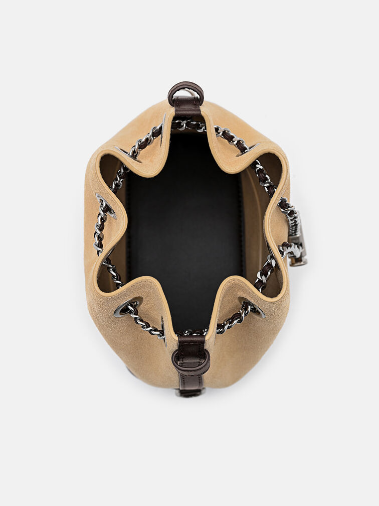Suede Mini Bucket Bag, Multi