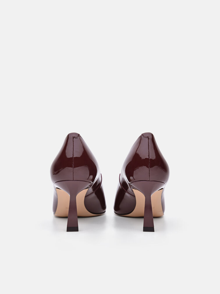 Leather Heel Pumps, Wine