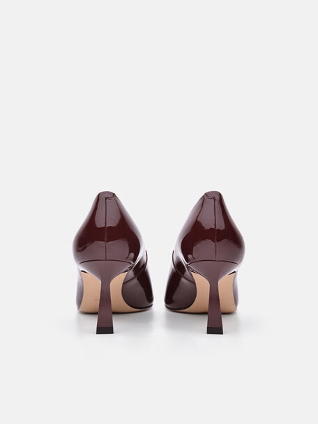 Leather Heel Pumps, Wine
