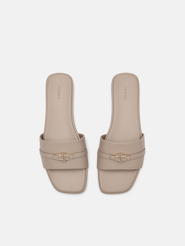 Leather Sandals, Taupe