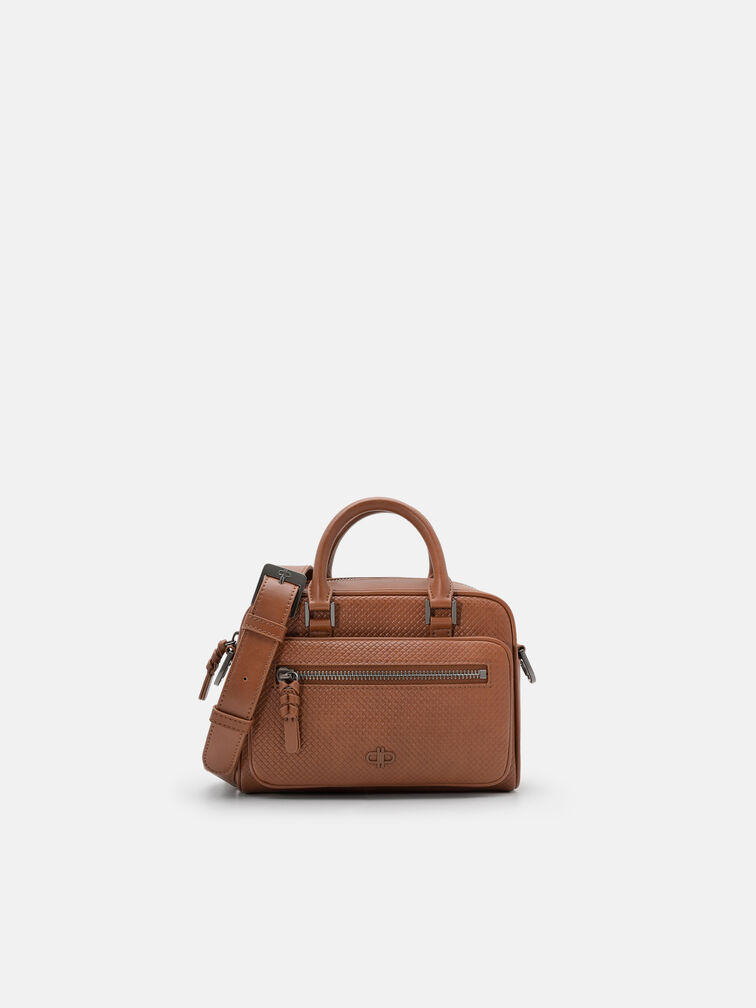 Crosby Crossbody Bag, Cognac Embossed