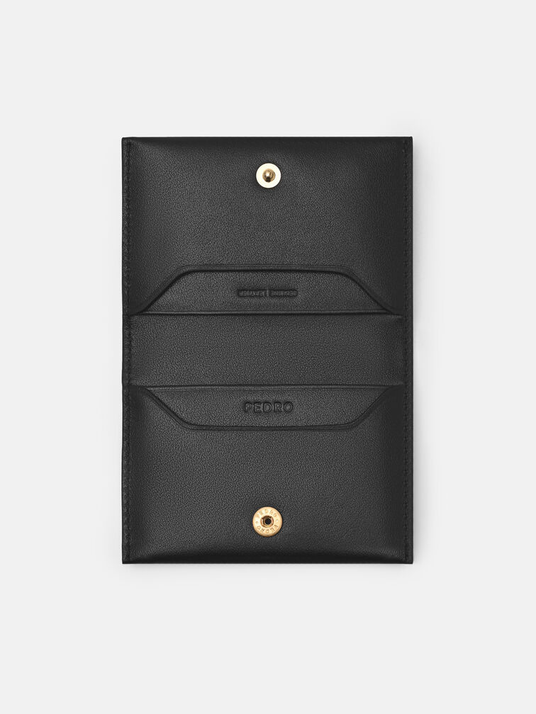Leather Bi-Fold Card Holder, Black