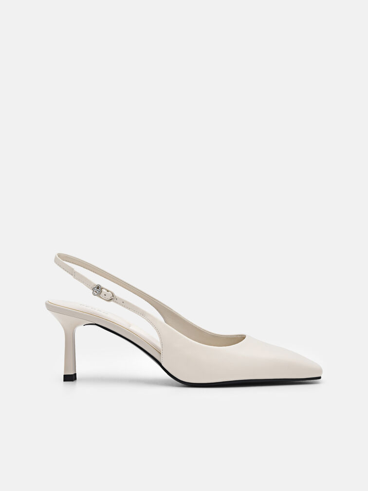PEDRO Studio Leather Slingback Pumps, Chalk