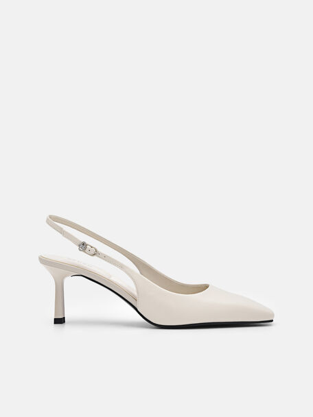 PEDRO Studio Leather Slingback Pumps, Chalk
