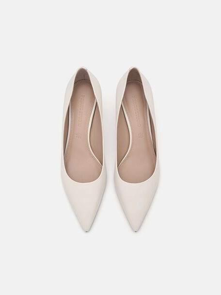 Ines Leather Pumps, Chalk