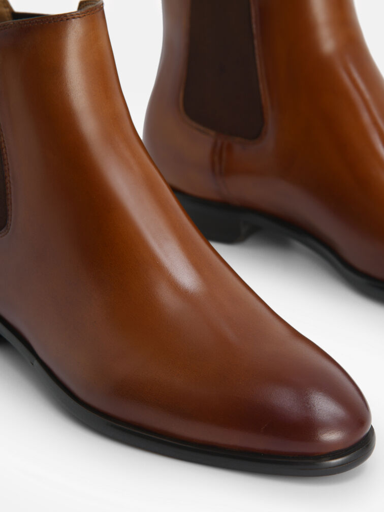 Meg Leather Chelsea Boots, Cognac
