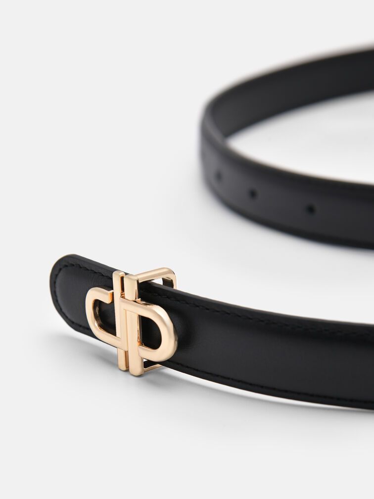 Leather Tang Belt, Black