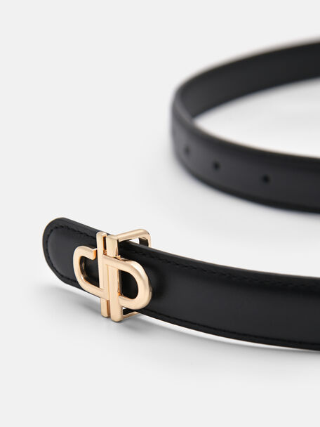Leather Tang Belt, Black