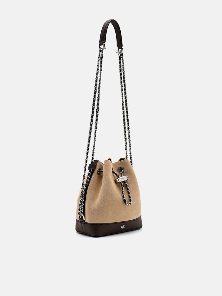 Suede Mini Bucket Bag, Multi