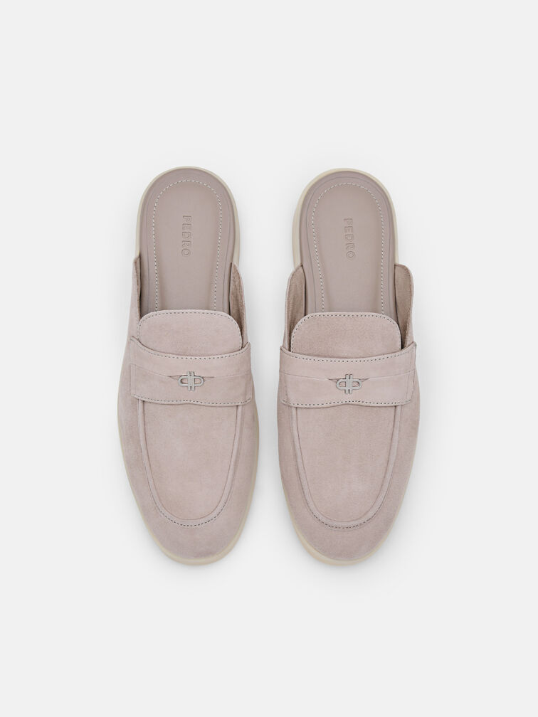 Roam Suede Mules, Light Grey