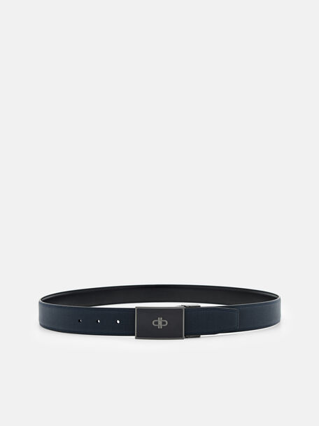 Leather Reversible Tang Belt, Navy