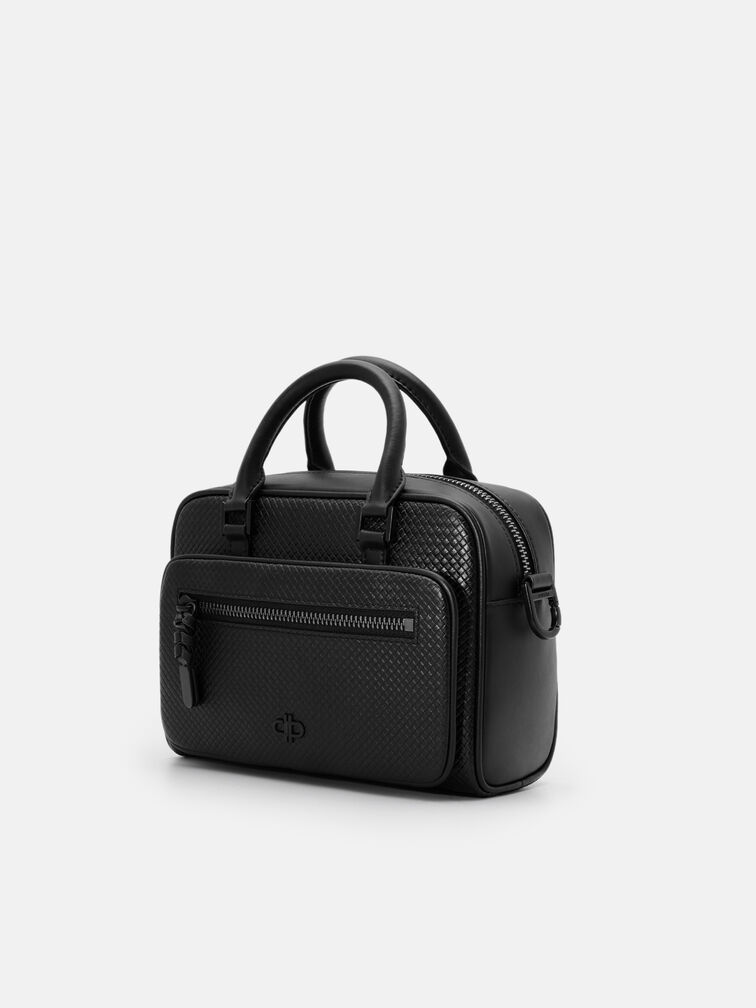 Crosby Crossbody Bag, Black Embossed