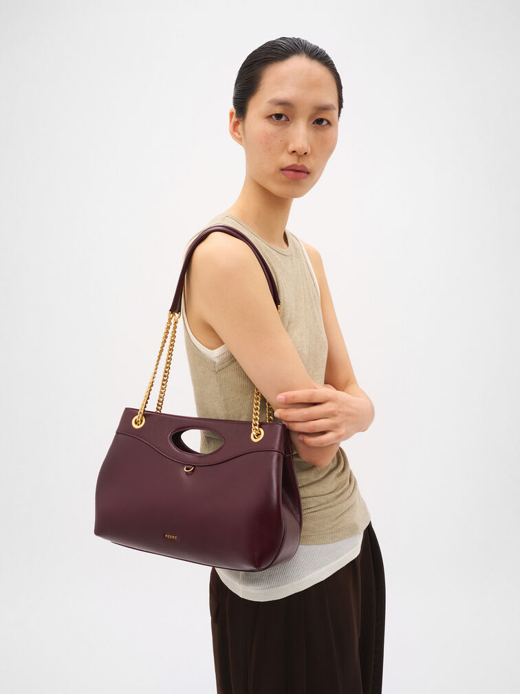 Cassier Shoulder Bag, Wine Wrinkled