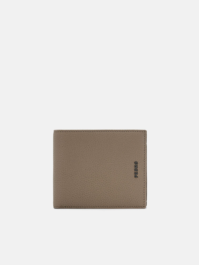 Embossed Leather Bi-Fold Wallet with Insert, Taupe