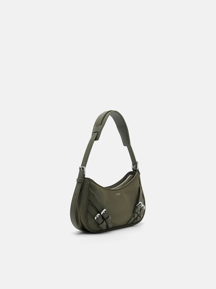 Helix Buckle Shoulder Bag, Olive