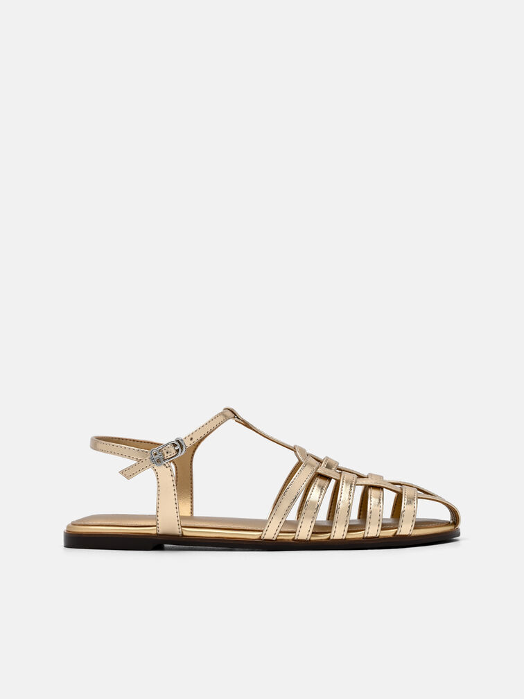 Talia Caged Sandals, Gold