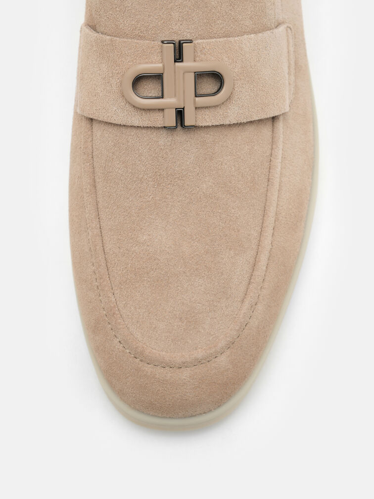 Suede Loafers, Taupe
