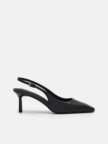 PEDRO Studio Leather Slingback Pumps, Black