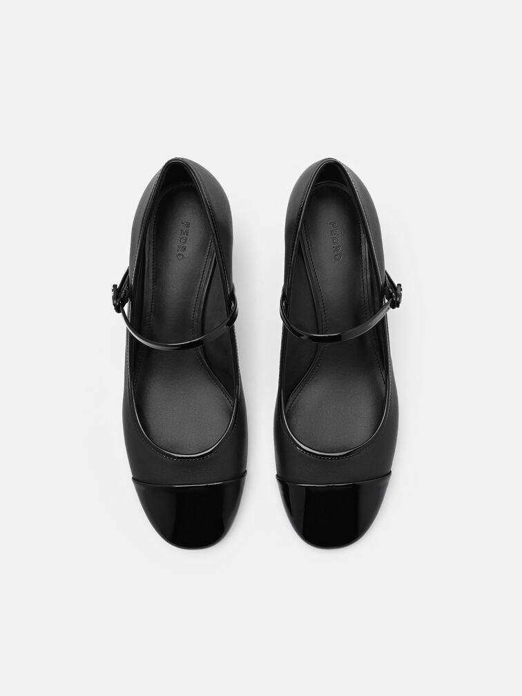 Claude Leather Mary Jane Pumps, Black