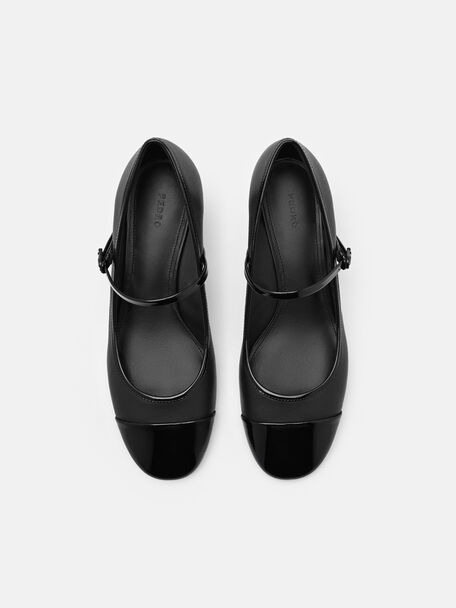 Claude Leather Mary Jane Pumps, Black
