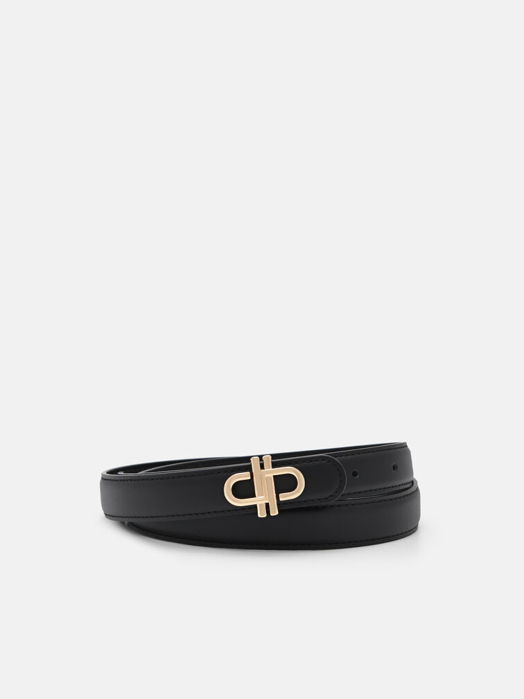 Leather Tang Belt, Black