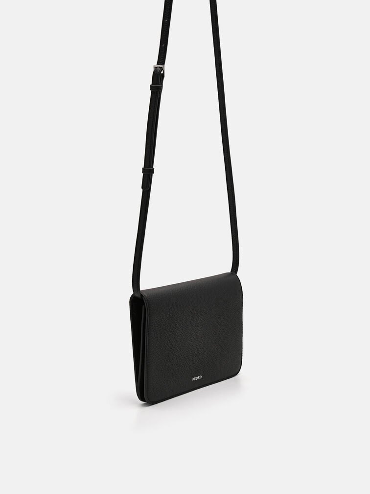 Embossed Leather Passport Holder, Black