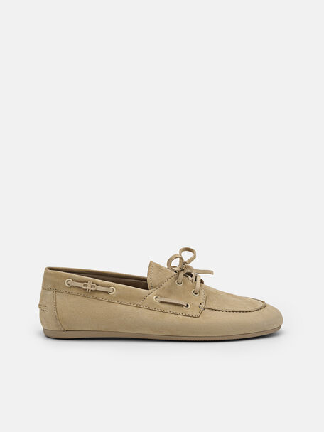 Dee Leather Boat Shoes, Sand