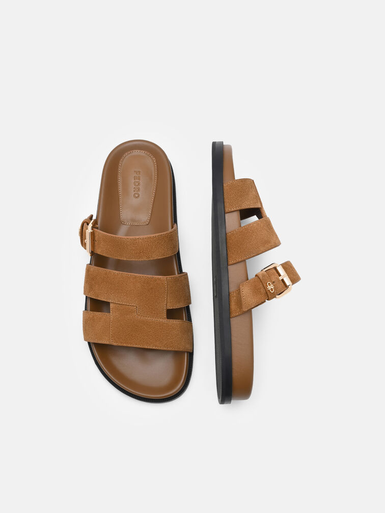 Iza Suede Sandals, Cognac