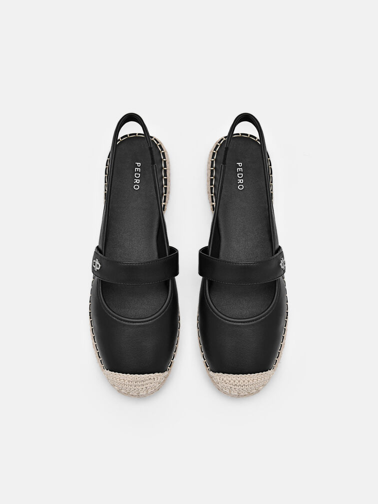 Leather Slingback Loafers, Black