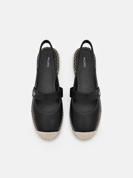 Leather Slingback Loafers, Black