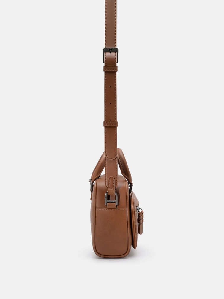 Crosby Crossbody Bag, Cognac Embossed
