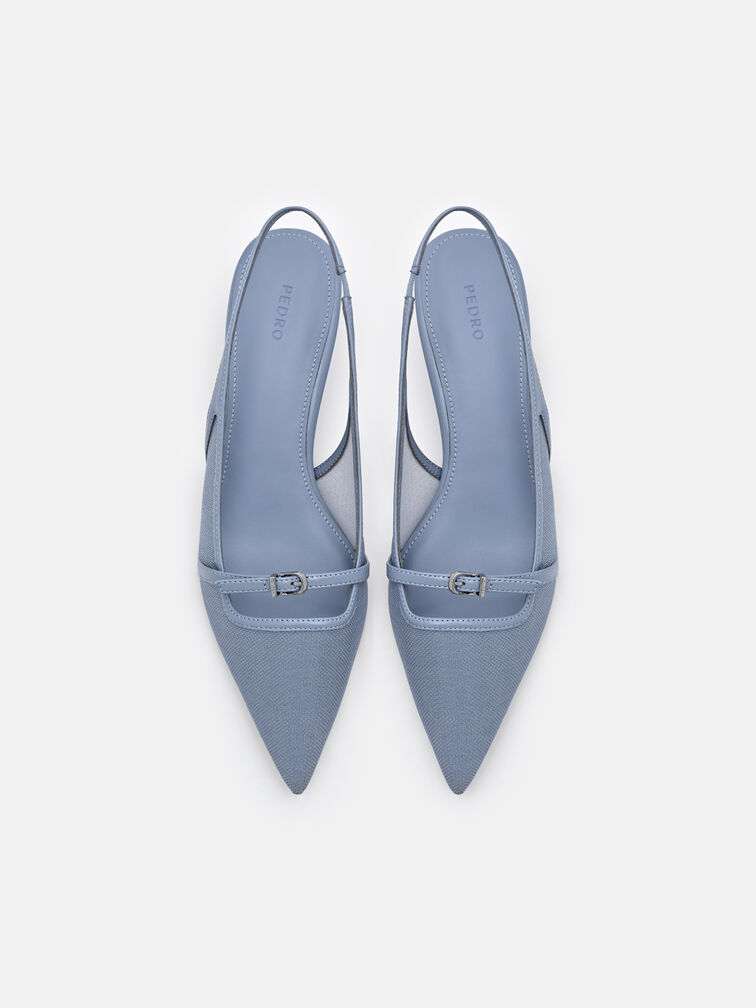 Maggie Mesh Slingback Heel Pumps, Slate Blue