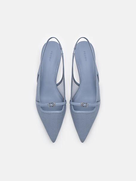 Maggie Mesh Slingback Heel Pumps, Slate Blue