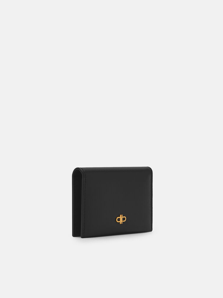 Leather Bi-Fold Card Holder, Black
