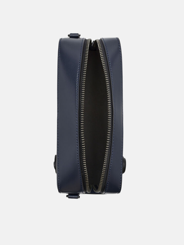 Leather Sling Bag, Navy