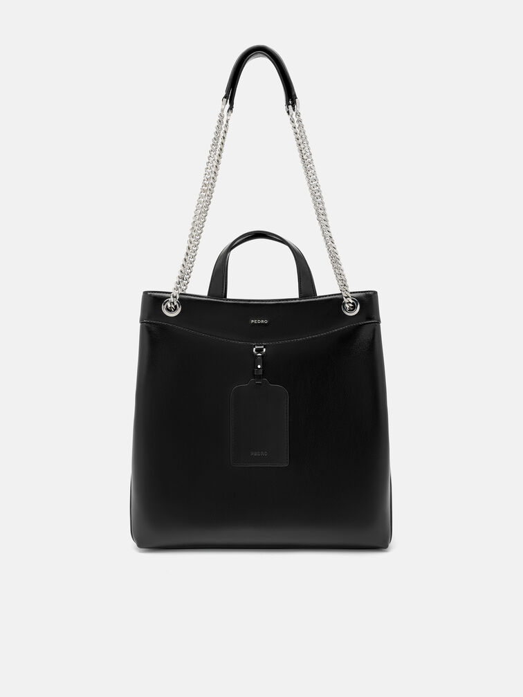 Cassier Tote Bag, Black Wrinkled