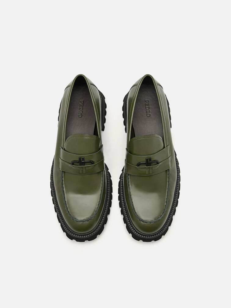 Leather Loafers, Military Green