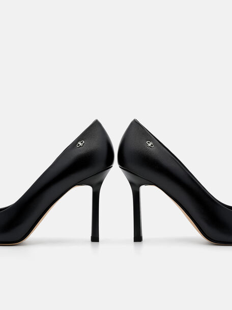 Leather Heel Pumps, Black