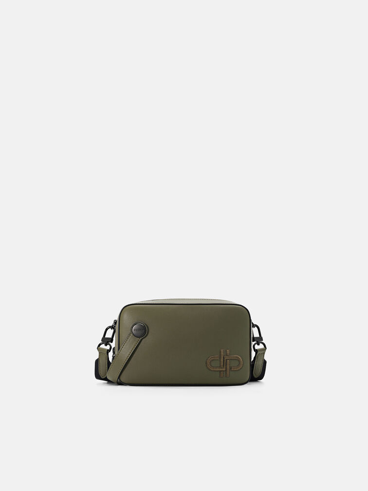 Leather Sling Bag, Military Green