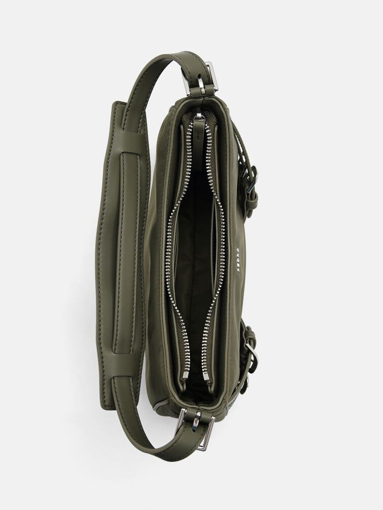 Helix Buckle Shoulder Bag, Olive