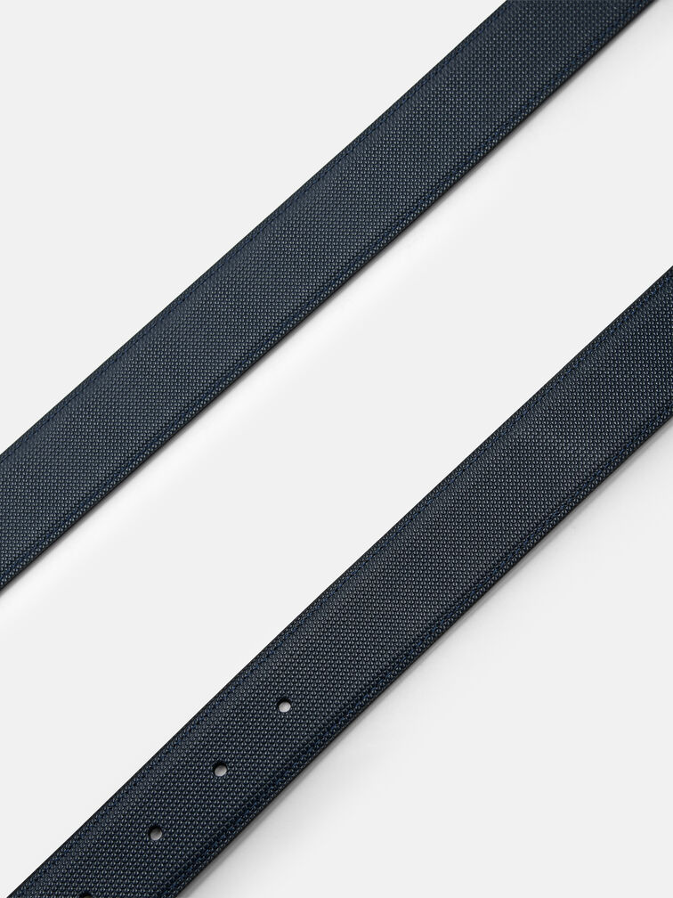 Leather Reversible Tang Belt, Navy