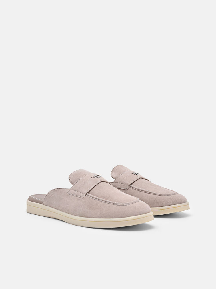Roam Suede Mules, Light Grey