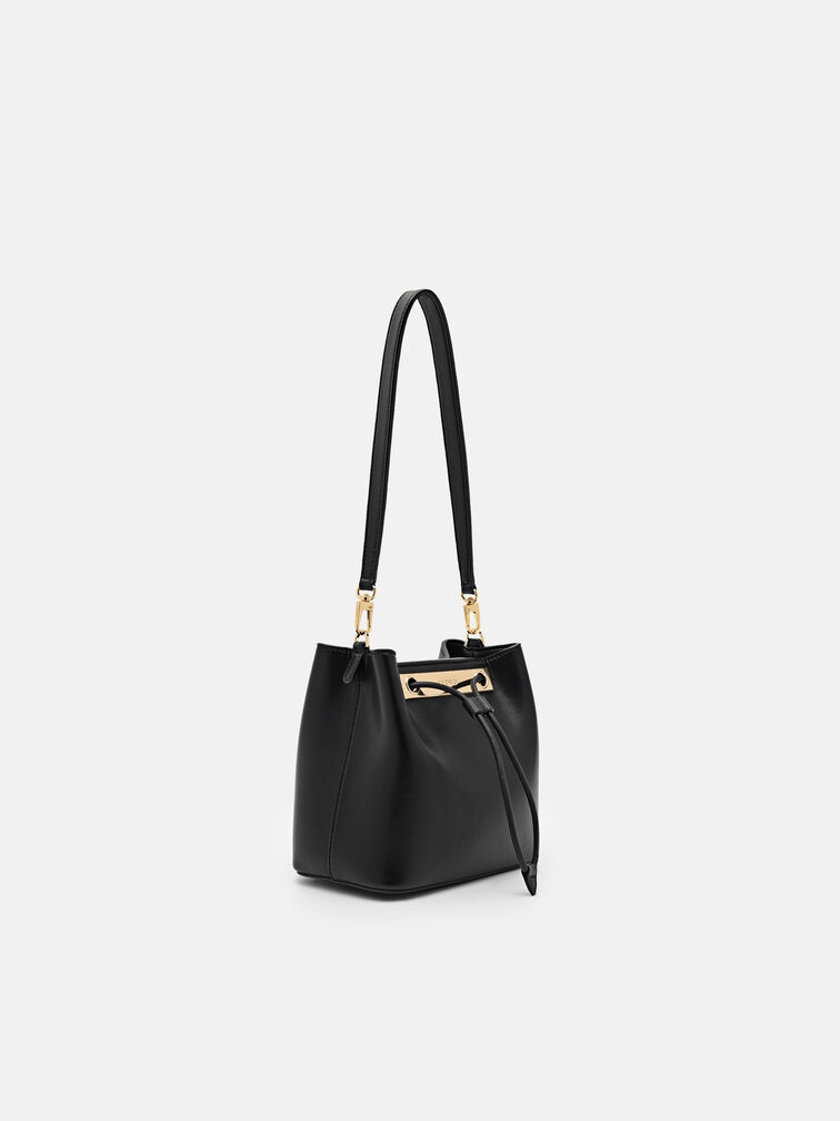 Panelled Bucket Bag, Black