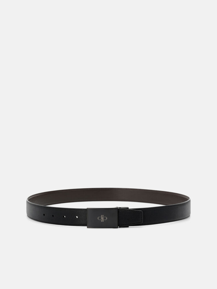 Leather Reversible Tang Belt, Black