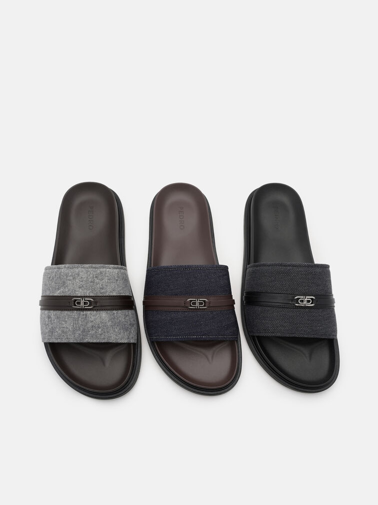 Renly Slide Sandals, Navy Denim
