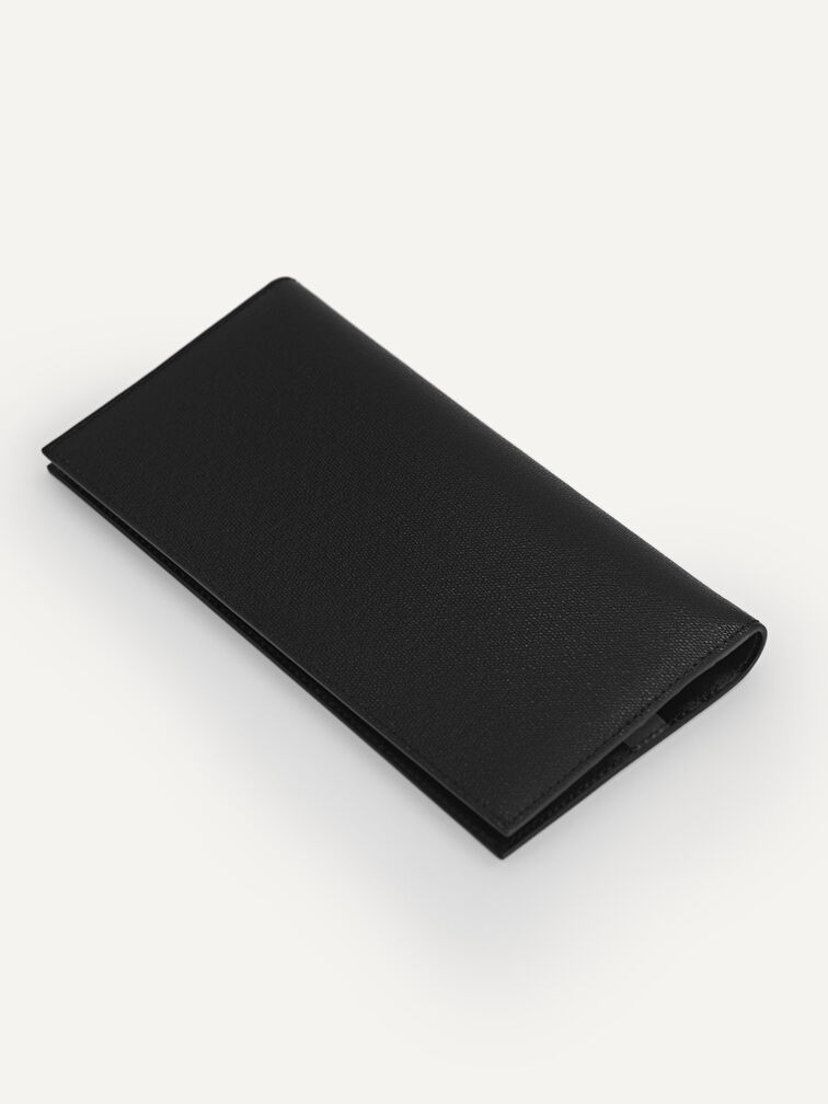 Full-Grain Long Leather Wallet, Black