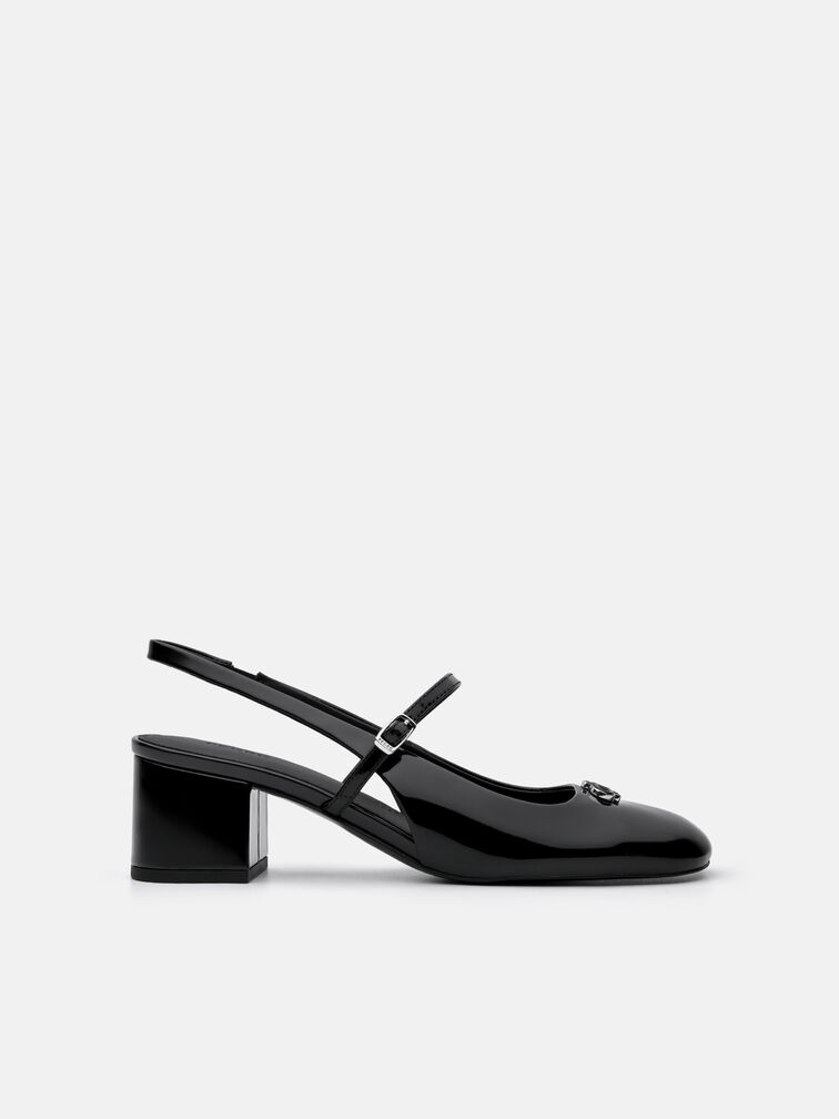 PEDRO Studio Patent Leather Slingback Pumps, Black