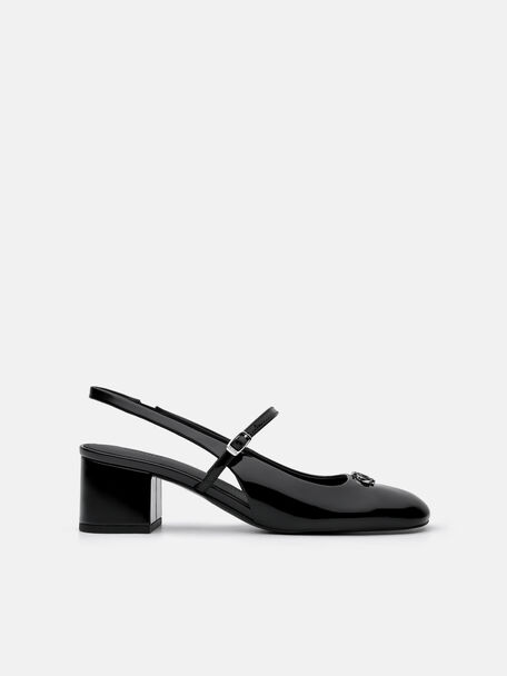 PEDRO Studio Patent Leather Slingback Pumps, Black